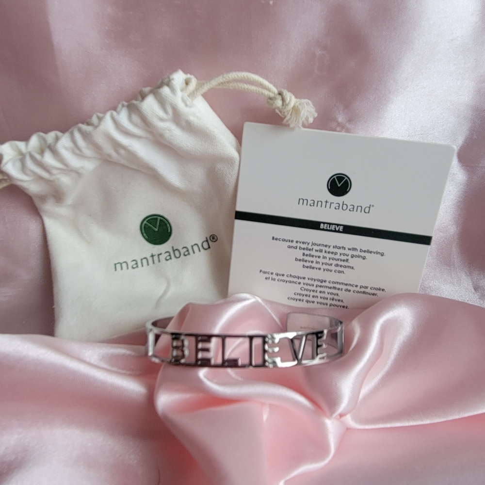 Mantraband Silver 'Believe' Bracelet